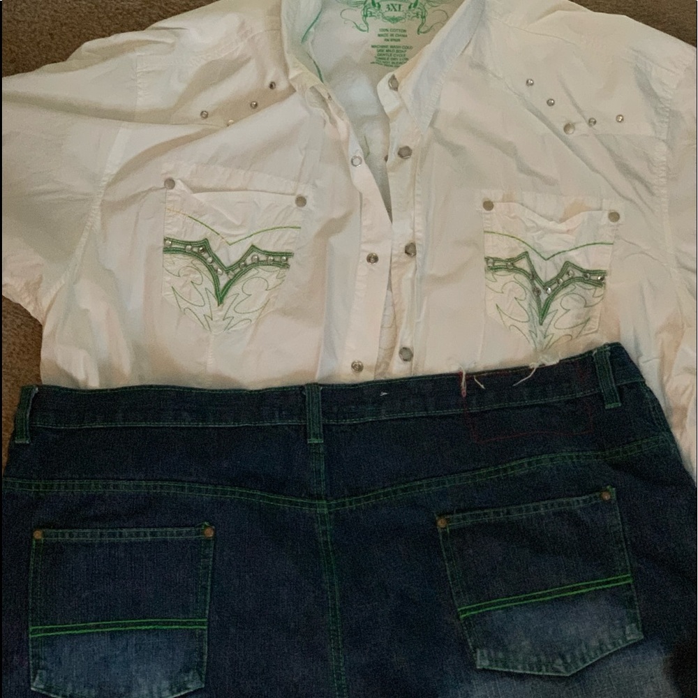 Button up shirt and jeans